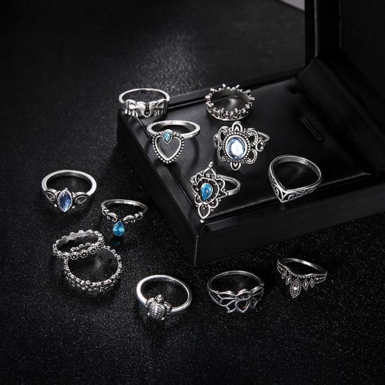 13 Stück Boho Hohl Stapelring Set Knöchel Midi Spitze Finger Party Damen Schmuck