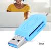 5Pcs USB2.0 Mobile Phone Computer Dual Use for OTG Card Reader Support for Android Xiaomi(Blue )