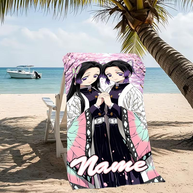 Customizable personalized beach towels Demon Slayer character theme themed designs.Suitable for the beach, yoga, sports;ideal as beach accessories
