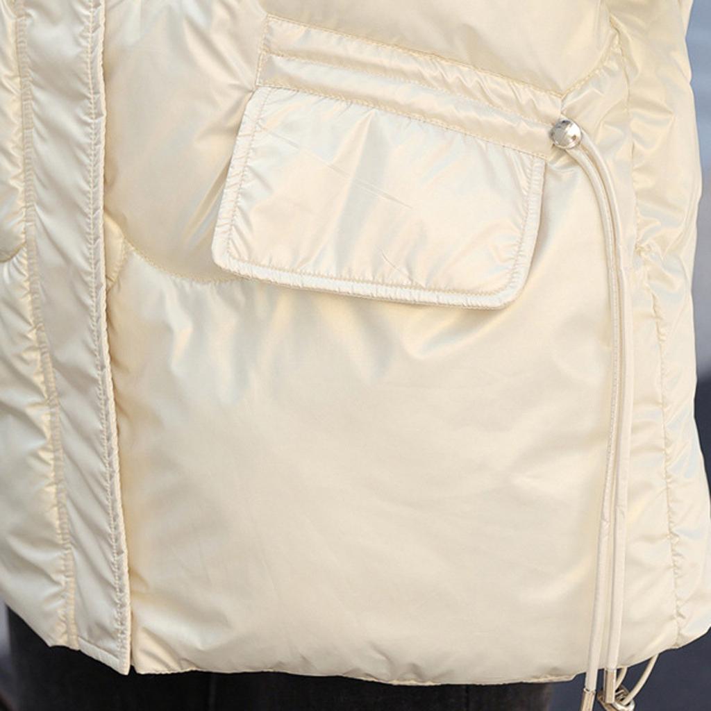 Damă, culoare solidă, guler în picioare, cu mânecă lungă, buzunar, haină caldă din bumbac Jachetă din bumbac