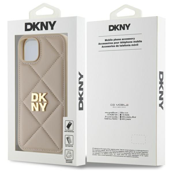 Dkny Dkhcp15Mpqdsle Iphone 15 Plus 6.7  Beżowy/Beige Quilted Stack Logo