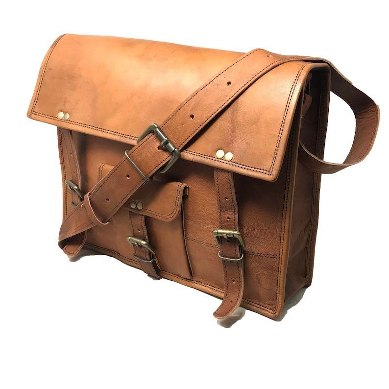 15' Personalisierte Echtleder Messenger Bag Laptoptasche Schultertasche Geschenk für Männer Bürotasche Arbeit Aktentasche Große Satchel Rustikale Tasche