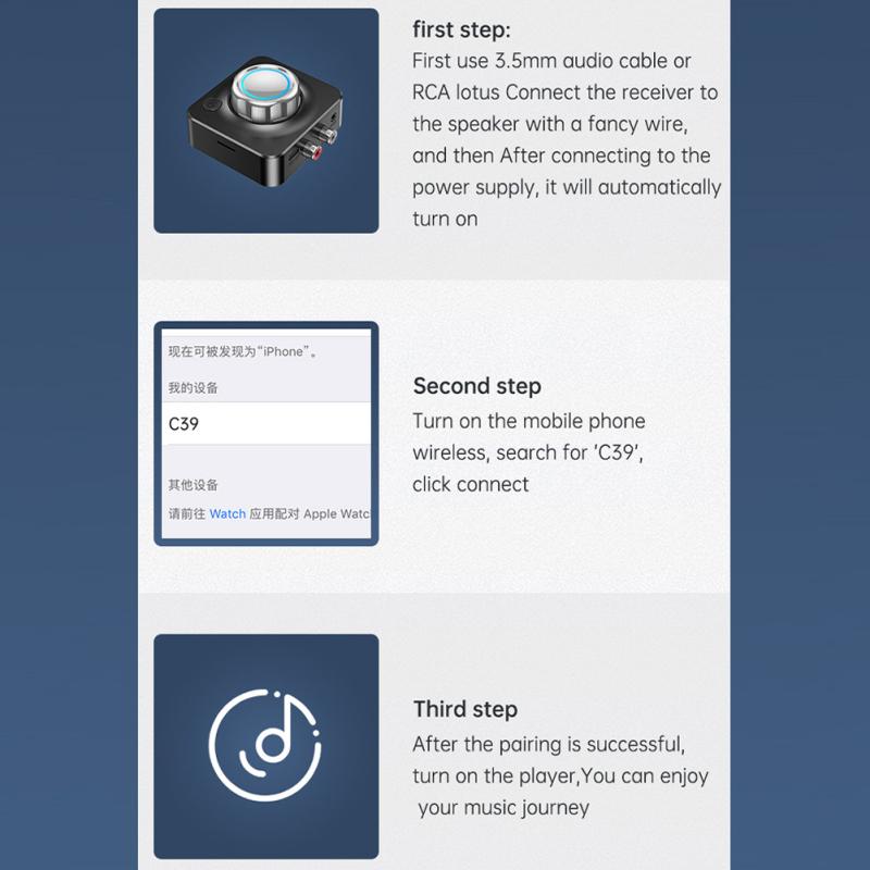 V5.0 Audioadapter 3D-Stereomusik Drahtloser Adapter TF-Karte MP3-Player