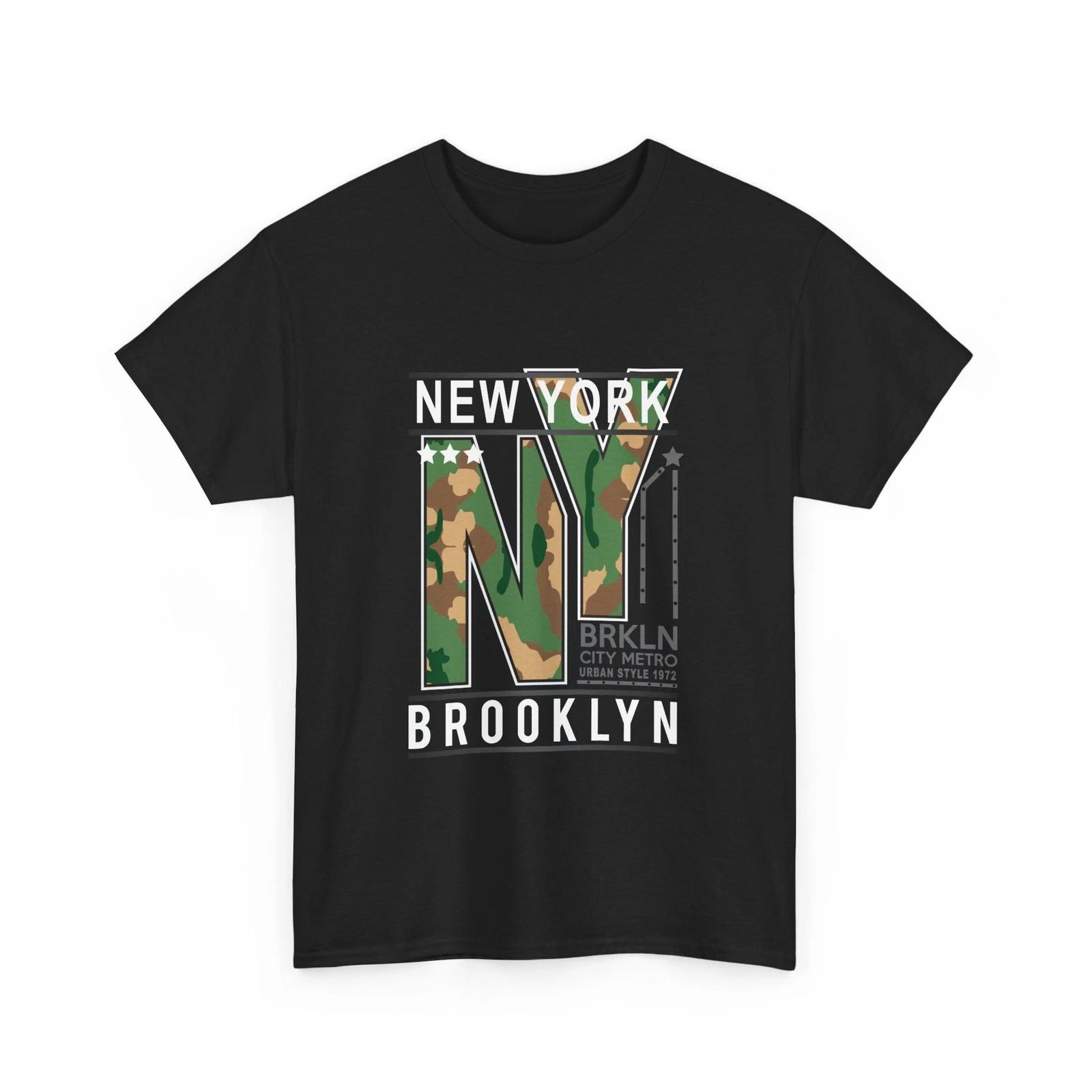 New York NY Brooklyn Camo T-Shirt City Skyline Graphic Tee, Quality Cotton Shirt S
