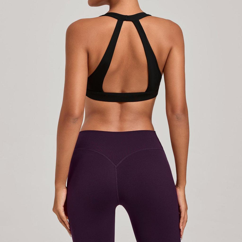 Cross-Strap Halter Neck Yoga Bra for Running and Fitness