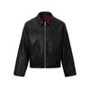 Men's High-End Retro Red-Lined PU Leather Jacket with Straight Shoulders and Top Lapel