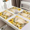 4pcs/1 Set Linen Placemats, Sunflower and Gnome Design Placemats, Table Decor, Home Decor,Party Catering Decor, Holiday Placemats,12x18 Inch Placemats