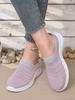 Damen Sommer Sneaker Gestreift Gestrickt Atmungsaktiv Zum Hineinschlüpfen Lässige Schuhe Zum Gehen Kostenloser Versand
