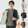 Men Winter Waistcoat No Collar Single Breasted Solid Color Waistcoat with Pockets Thickened Velvet Lining Vest Coat