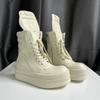 Thick Sole 7cm Flat Cowhide Euro Trainer Handmade Rock High Street Zipper Quality Boots