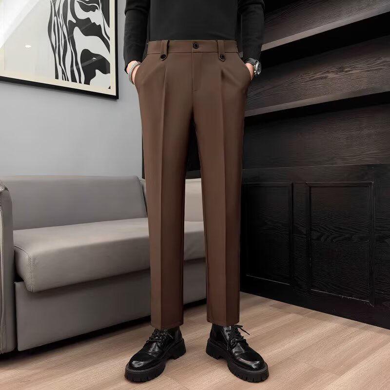New Casual Business Trousers Trendy Slim Men's Korean Version Nine Points Pants