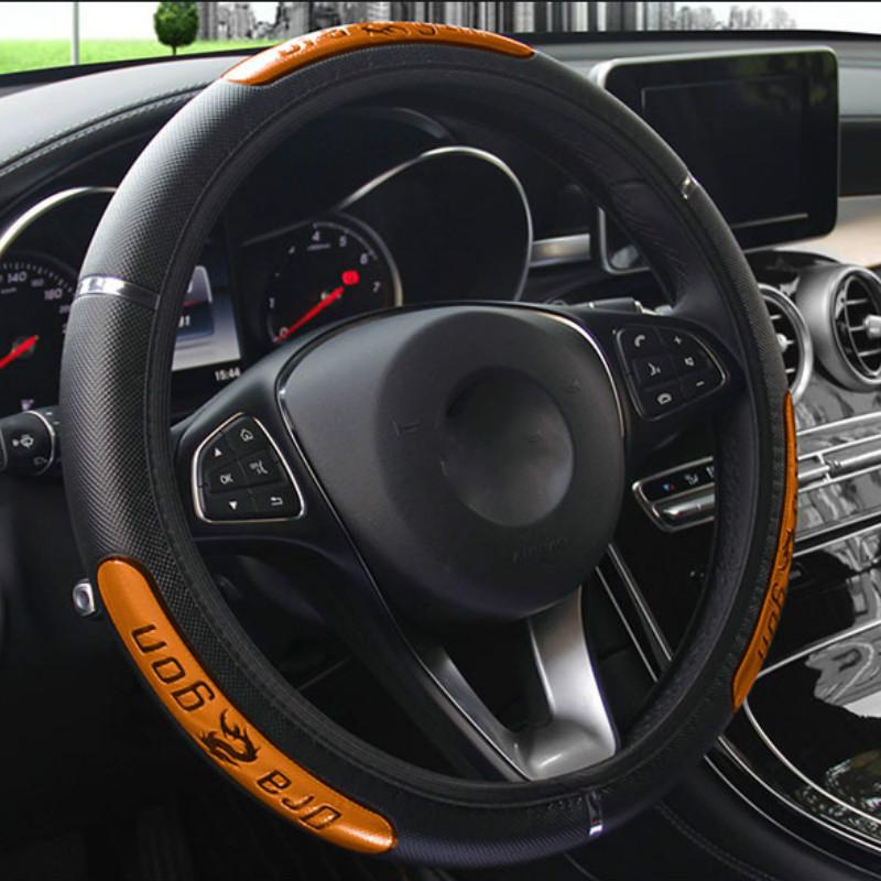 

Чехлы на руль автомобиля 100% абсолютно новые светоотражающие чехлы из искусственной кожи с эластичным китайским дизайном Dragon для защиты рулевого колеса автомобиля