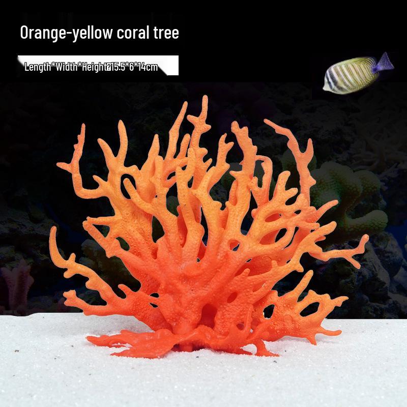 Aquarium Resin Coral Ornament Set: Simulated Coral Tree & Fish-Shrimp Hiding Decoration for Saltwater Tanks