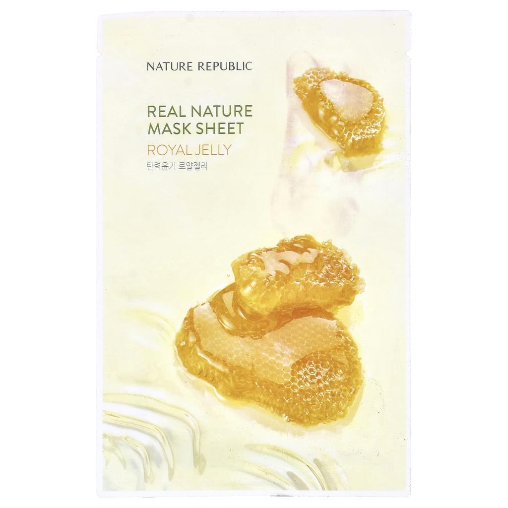 Nature Republic Real Nature Beauty Mask Sheet, Royal Jelly, 1 Sheet, 23ml (0.77fl Oz)