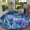 1pc White Tiger D Printed Chair Rug for Home Office Use, Living Room Kitchen Game Room Round Carpet