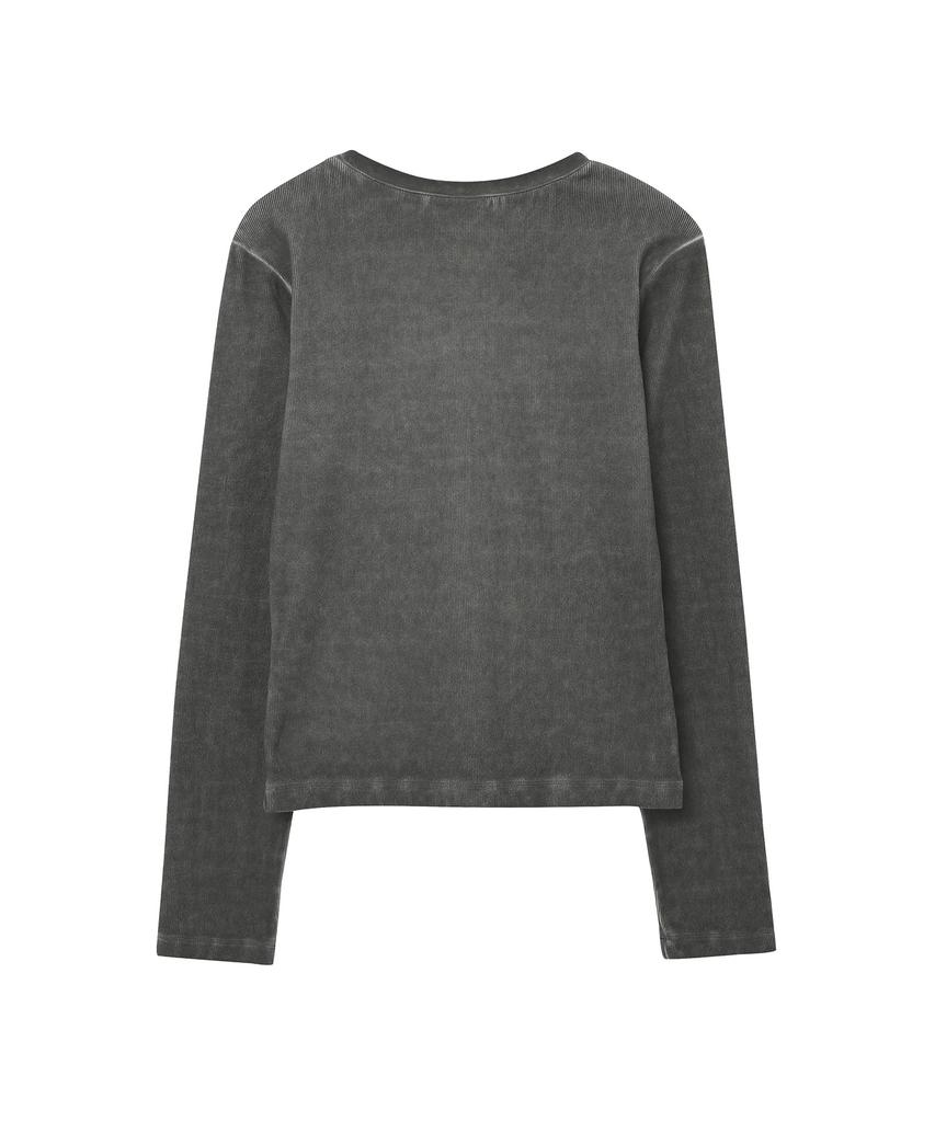 Syupeodeulai Women'S V-Neck Henley Long Sleeve Charcoal Sdfilcq46Chl