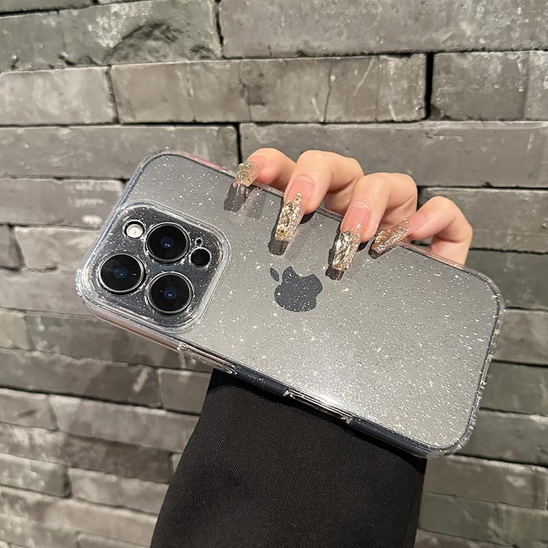 Luxury Clear Glitter Phone Case For iPhone 17 Air 16 15 14 Plus 13 12 11 Pro Max Camera Protection Transparent Silicone Cover