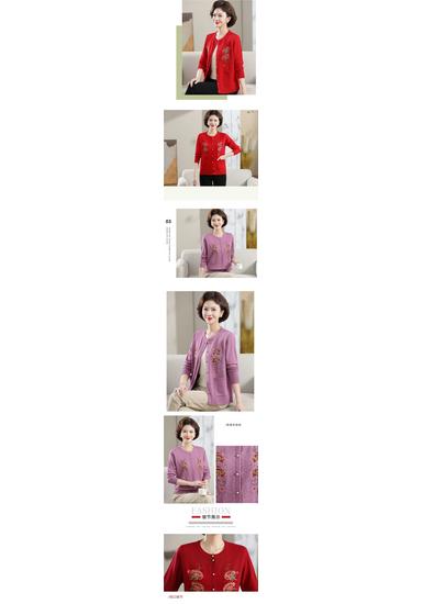 Plus Size Velvet Thickened Sweater Coat for Women & Grandmothers (73-83 Years) - Button Cardigan