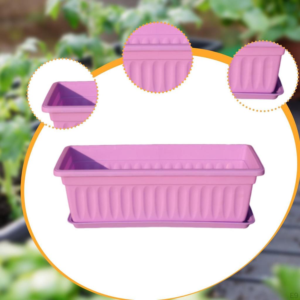 Flower Pot Window Box Flowerpot Rectangular Planter for Porch Garden Yard Outside