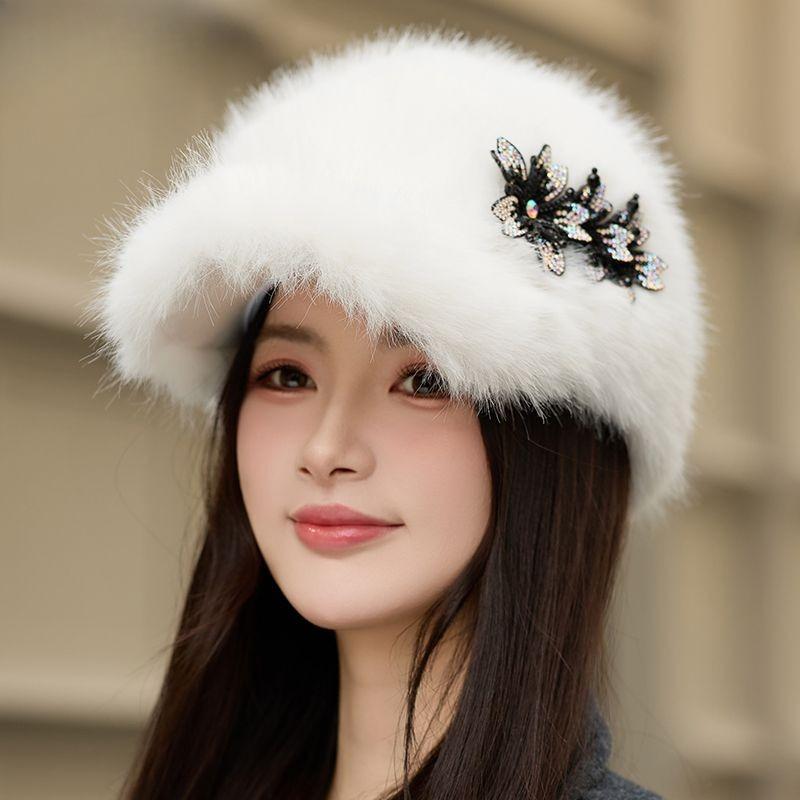 Ladies Hat Winter Hairy Imitation Mink Baseball Cap Ladies Foreign Style Winter Thick Thermal Cap
