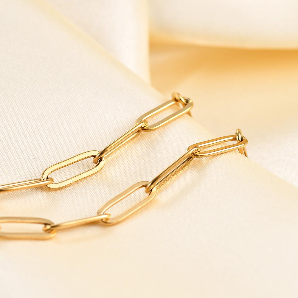 14K Gold Platinierte Einfache Paperclip Rechteckige Gliederkette Armband - Europäischer & Amerikanischer Stil