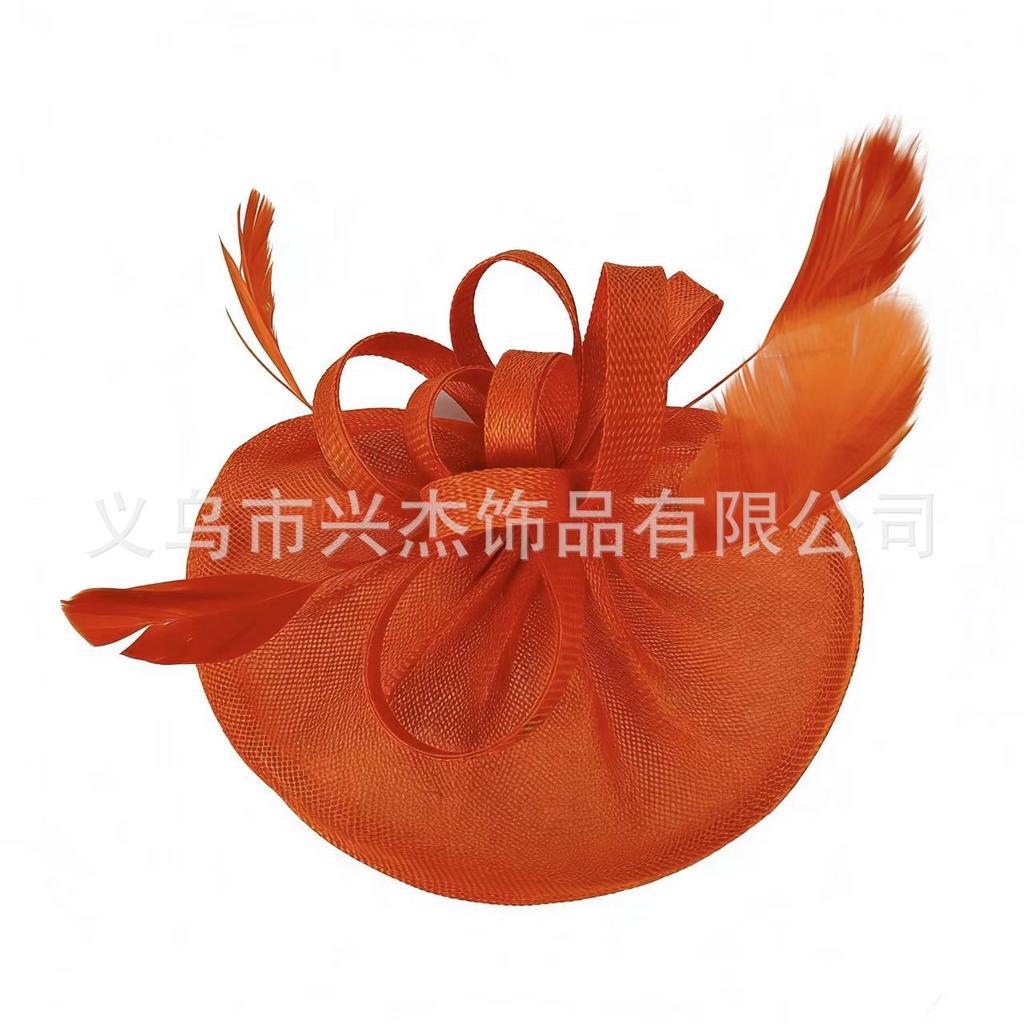 Feather imitation hemp mesh yarn, racing festival top hat, celebrity dress, hair accessories, catwalk, headgear, spring and summer new models