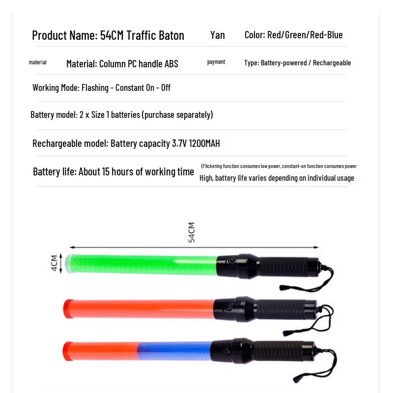 Rechargeable LED Traffic Baton Flashing Emergency Night Warning Stick