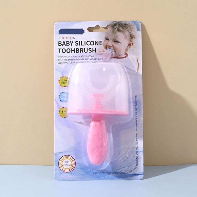 Kids Toothbrush Silicone Round Type Brush For Toddlers 2-6 Years Gentle gums Care Fun Cartoon Figures Simple Rinse Bathroom Essential