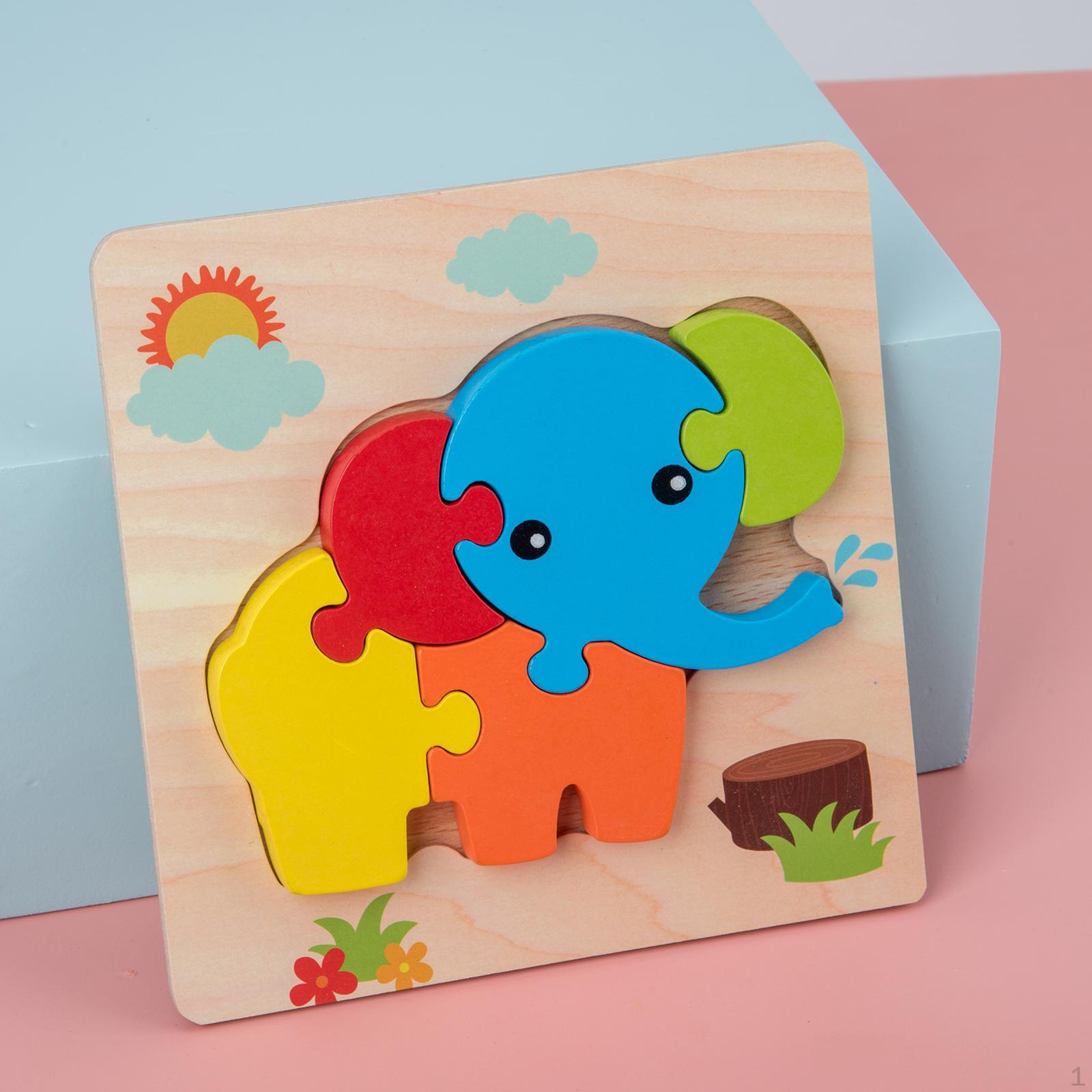 Colorful Montessori Wooden 4 Years Old Toddlers Early Development Elephant