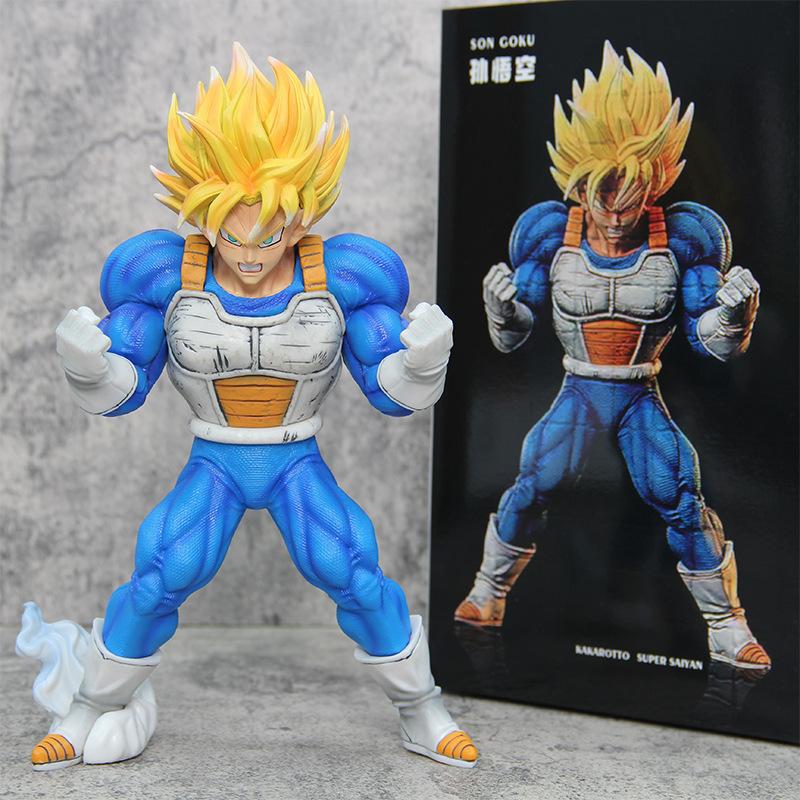 

25cm Dragon Ball Muscle Goku Super Saiyan Exercise Anime Figure Model Statue Boy Collection Desktop Decoration Ornament Toy Gift 25cm with box