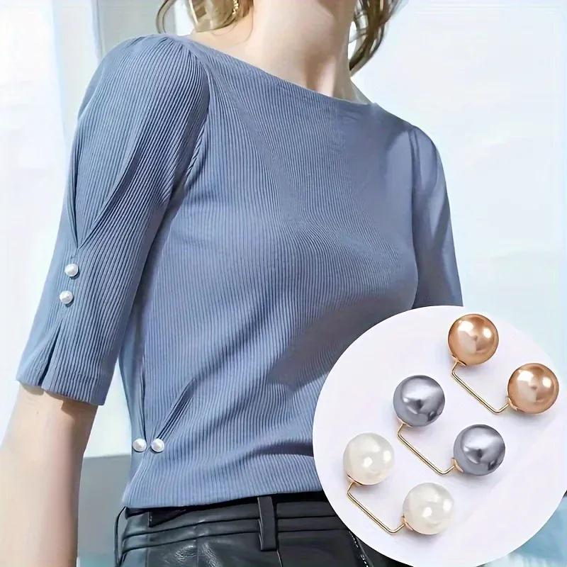 1PCS pearl non-slip safety pins Dress brooch decoration dress waist fastening pins collar adjustment scarf safety fashion