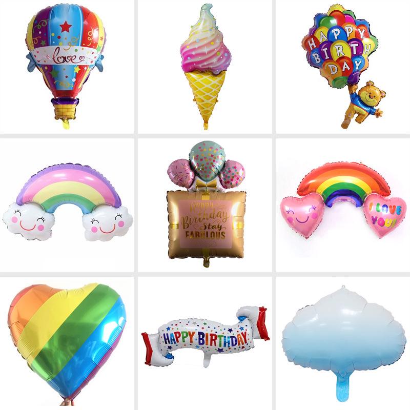 Rainbow Parachute Hot Air Balloon Birthday Decoration Foil Balloons