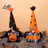 Festive Table Decor Halloween Plush Gnome Decoration Spooky Orange Black Boo Pumpkin Swedish Tomte Seasonal Accents Figurine Elf Dwarf Ornaments for