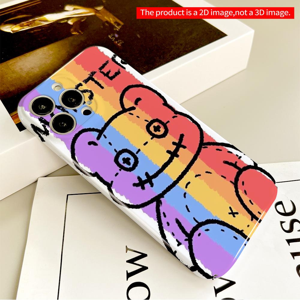 Rainbow Monster Bear Phone Case All inclusive film hard phone case, compatible with iPhone 18 Pro Max 17 16 15 14 13 12 11