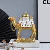 Camels Figurine with Mosque Tower Resin Camels Statue Ornament for Ramadans Eid Mubarak Home Decors Collectibles Gift