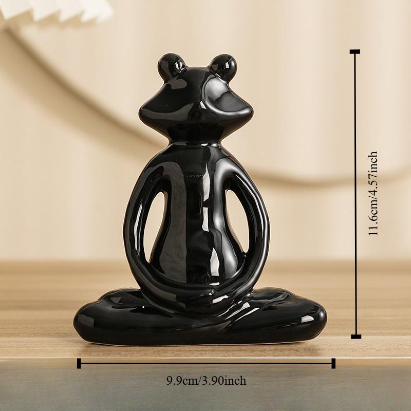 Home Decor Frog Abstract Art Ceramic Yoga Poses Figurine Porcelain Lady Figure Statue Studio Decor Ornament Indoor Decoration