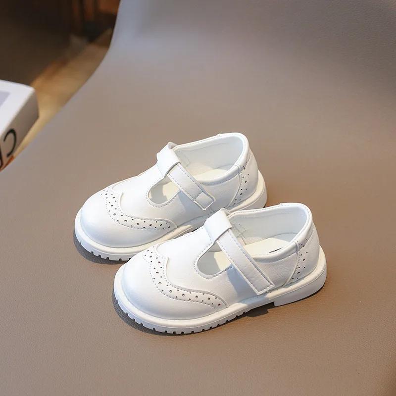 

Kids T Strap Leather Shoes Formal Girls Princess Shoes Girl Breathable Flat Black White Child Baby Toddlers Spring Autumn H11041 21 белый