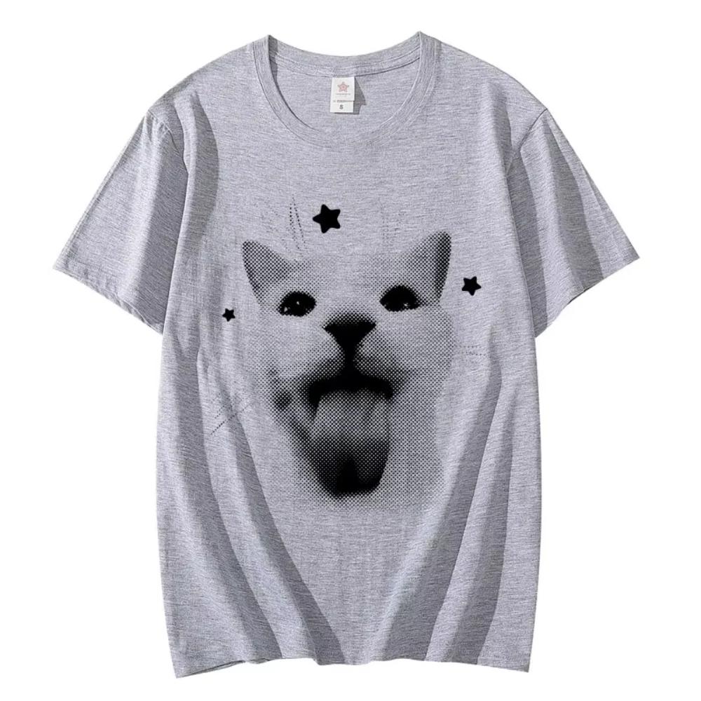 Funny Cat Meme Graphic T Shirts Men's Women Clothing Harajuku Y2k Oversized T-shirts Fashion Trend Vintage Short Sleeve T-shirts