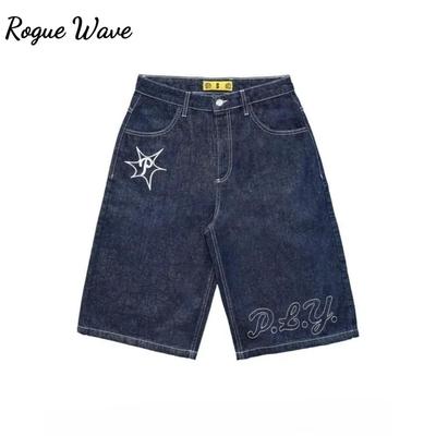 RogueWave Y2K Shorts Harajuku Hip Hop Druck Baggy Denim Gym Shorts Sommer Neu Herren und Damen Gothic Basketballshorts Streetwear