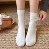 Zhuji Women's Pure Cotton Mid-Calf Socks: Soft, Breathable, Solid Color, Fluffy, Loose Cuff - Perfectly Pair with Birkenstocks.