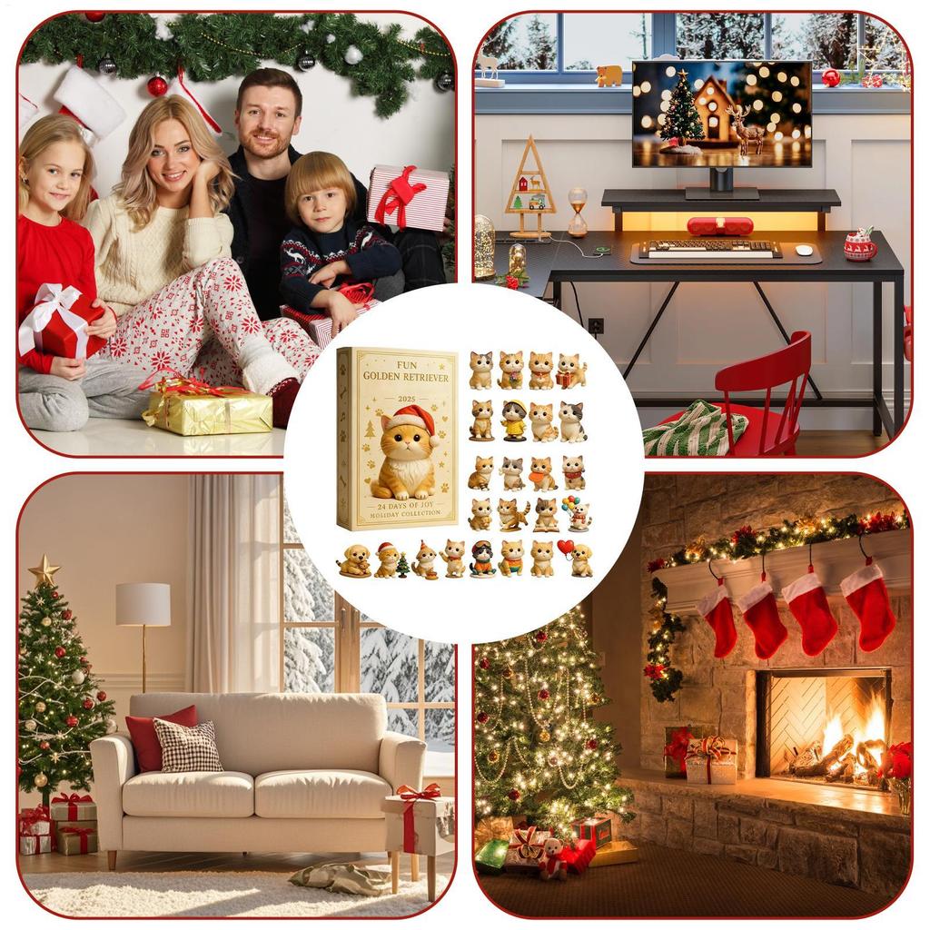 2025 Katzenliebhaber Weihnachtskalender 24 Tage 2D Acryl Weihnachtsbaum Countdown Deko für Familie Erwachsene Kinder Weihnachtsgeschenke