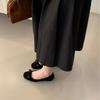 2025 new round head suede bow light mouth foot cover versatile thin commuter soft sole foot cover women's single shoes