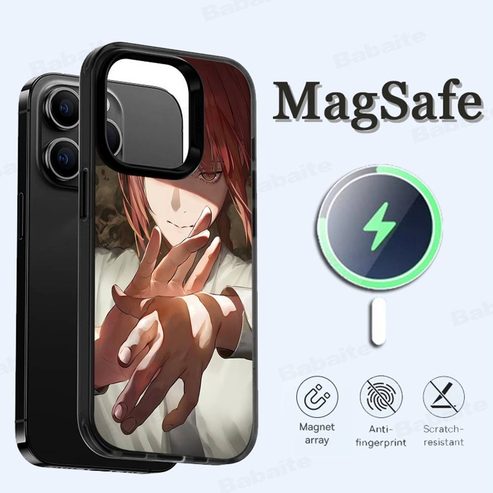 M-makima Anime Phone Case Magnetic Case For IPhone 16 14 13 12 11 15 Pro Max Plus For Magsafe Wireless Charge Cover