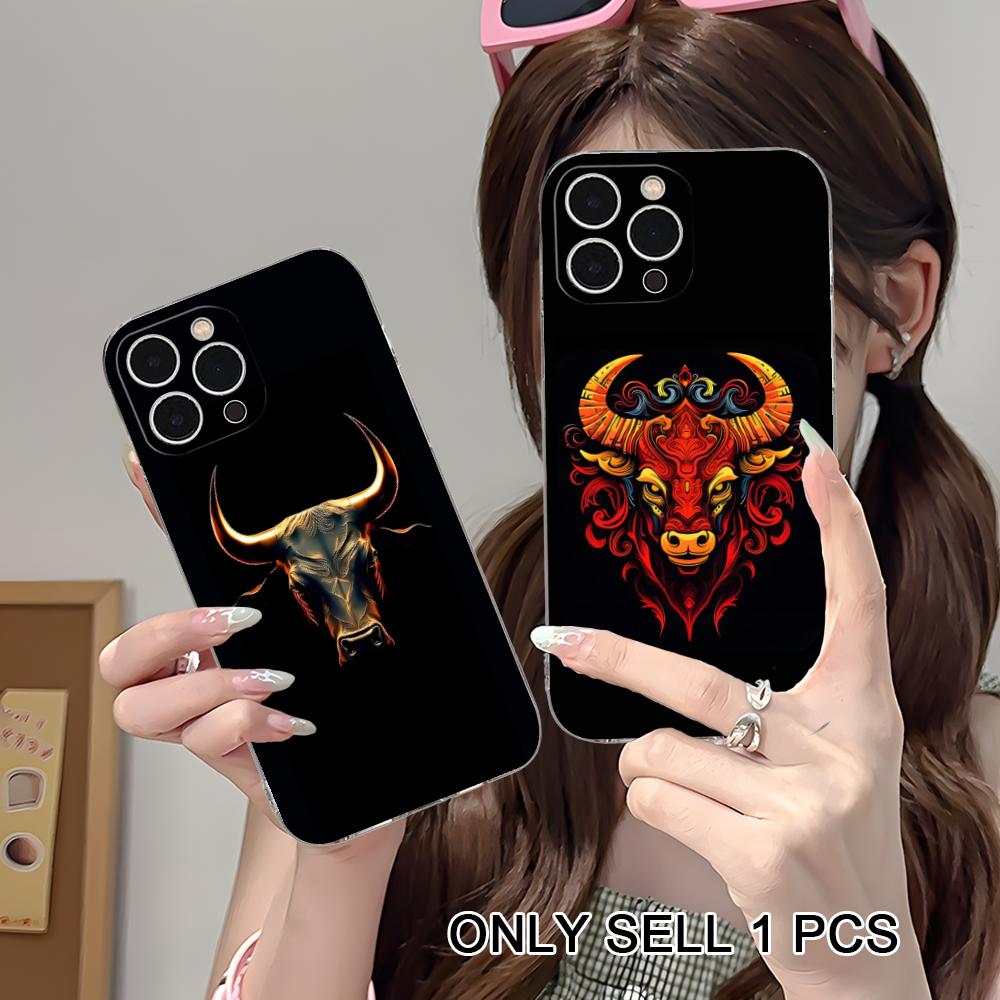 Bull Head Phone Case for iPhone 17 16 15 14 13 12 11 X XR XS Air Pro Max Plus Mini Soft TPU Clear Cover