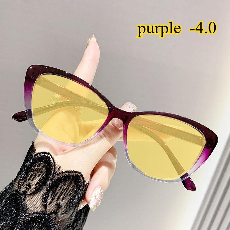 Fashion Night Vision Glasses Men Women Trendy Cat Eye Yellow Lens Myopia Glasses Vintage Near Sight Eyeglasses For Driving