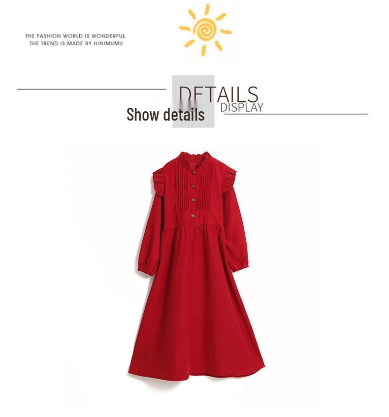 Autumn 2025 Girls' Princess Corduroy Dress - New Style for Autumn/Winter