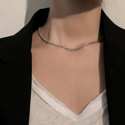 Popular Silver Color Sparkling Clavicle Chain Simple Korea Style Shinny Necklace