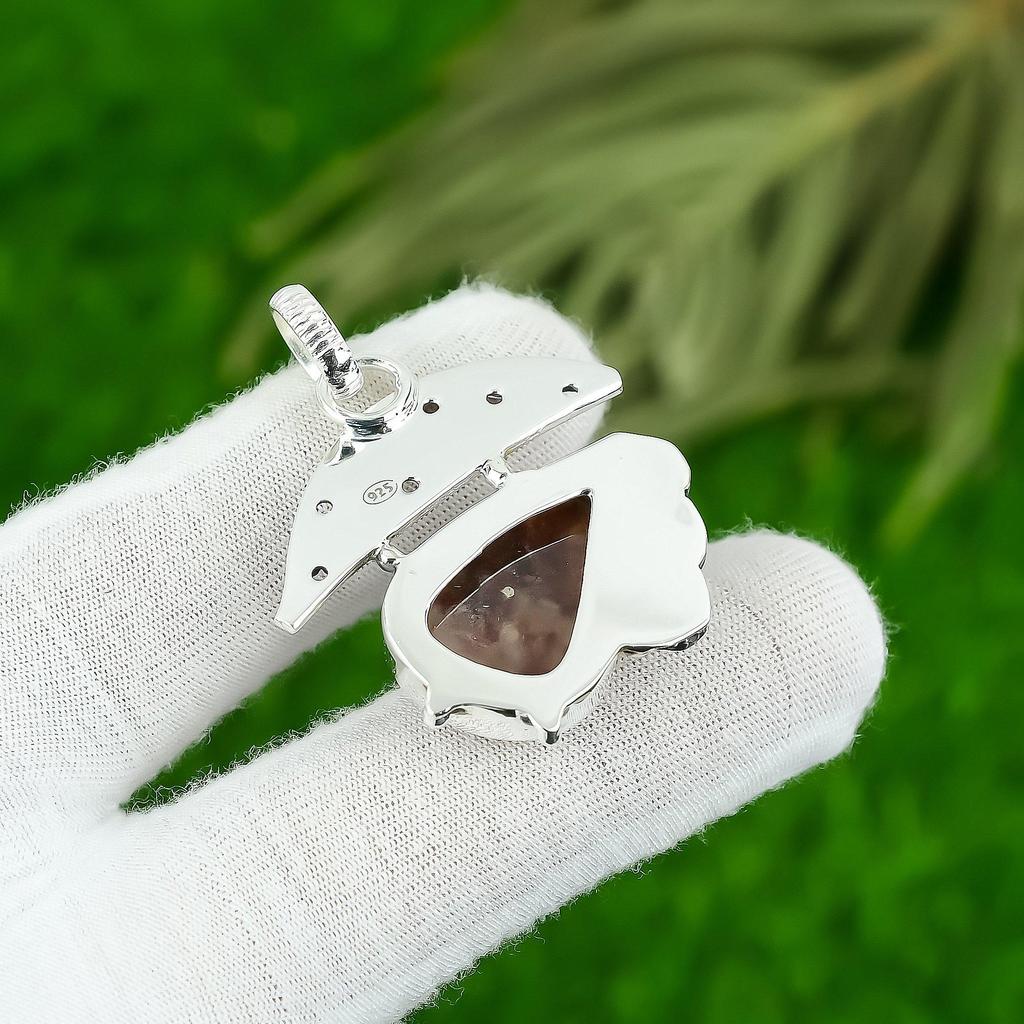 Natural Cacoxenite Gemstone Indian Jewelry 925 Sterling Silver Pendant For Girls