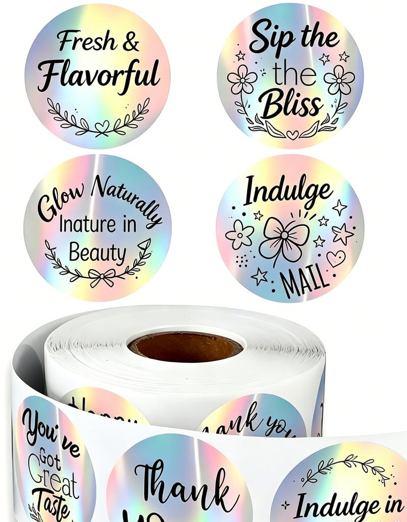 OEM/ODM Premium Iridescent Holographic Thank You Stickers for Cosmetic Gift Packing & Holiday Gift Bag & Gift Box
