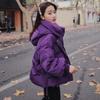 Korean Winter Purple Cotton Coat Women Short Loose Solid Color Trendy Outerwear